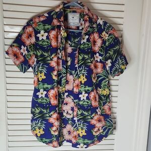 Denim & Flower Tropical Floral Button Down Shirt